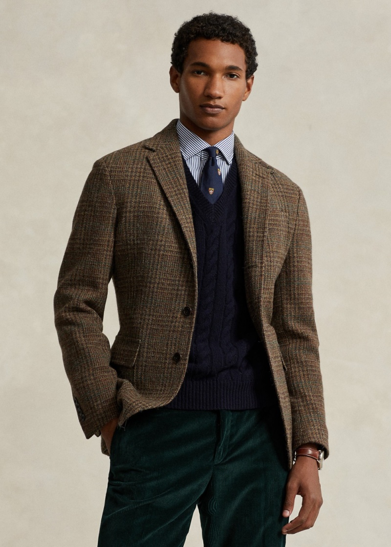 Blazers Polo Soft Tailored Plaid Tweed Jackets Hombre Multicolor | IYGA57162 - vista 1