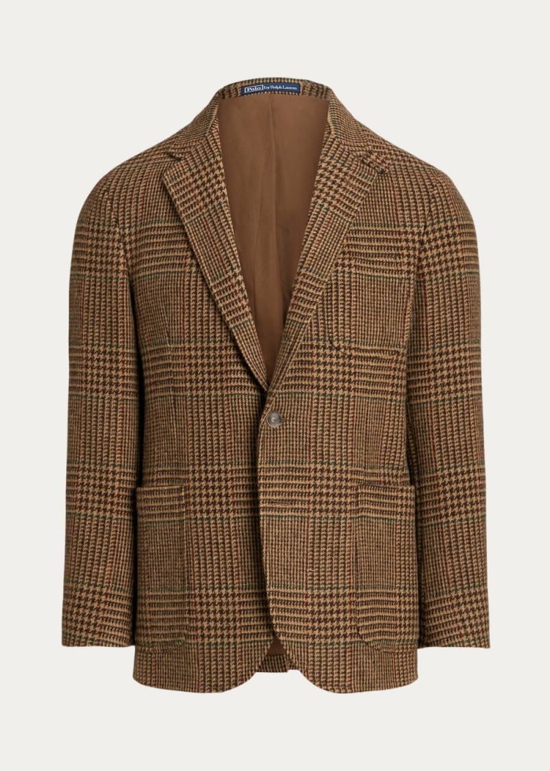 Blazers Polo Tailored Plaid Tweed Deporte Hombre Marrom | JPKW39710 - vista 4