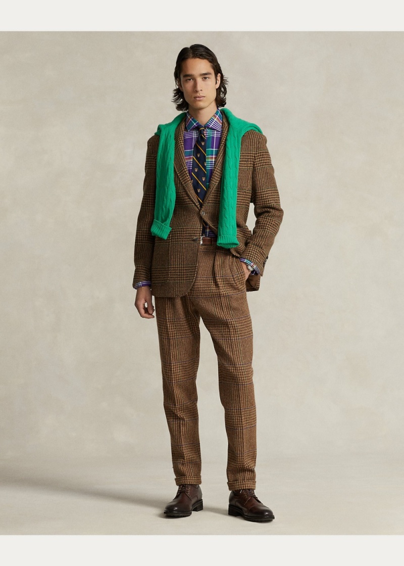 Blazers Polo Tailored Plaid Tweed Deporte Hombre Marrom | JPKW39710 - vista 5