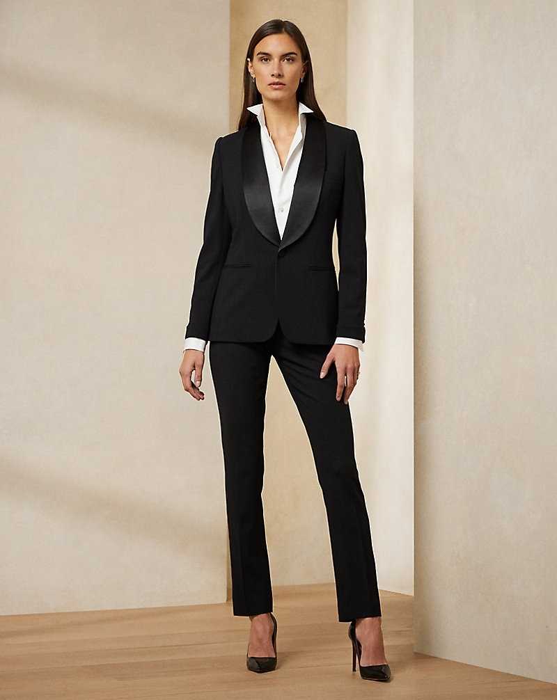 Blazers Ralph Lauren Sawyer Wool Tuxedo Mujer Negros | ULOJAGK-18 - vista 3
