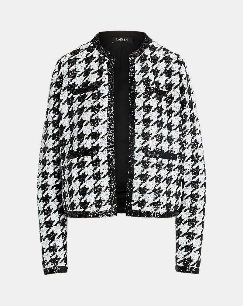 Blazers Ralph Lauren Sequined Houndstooth Cropped Mujer Cream/Black | NHDZGYQ-67 - vista 2