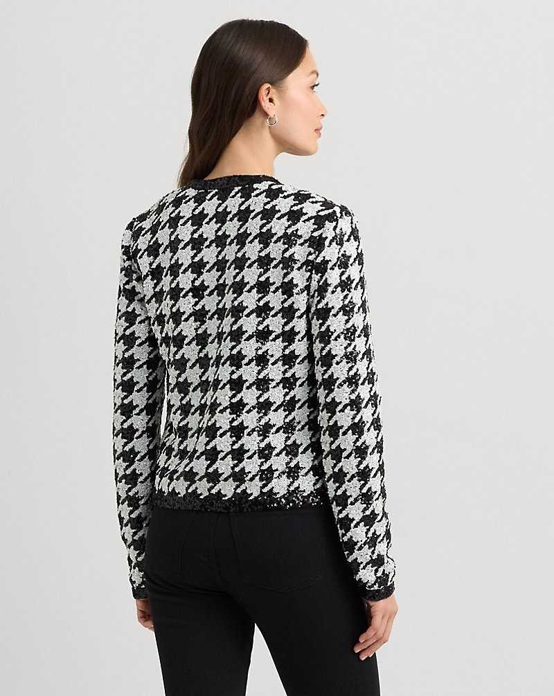 Blazers Ralph Lauren Sequined Houndstooth Cropped Mujer Cream/Black | NHDZGYQ-67 - vista 4