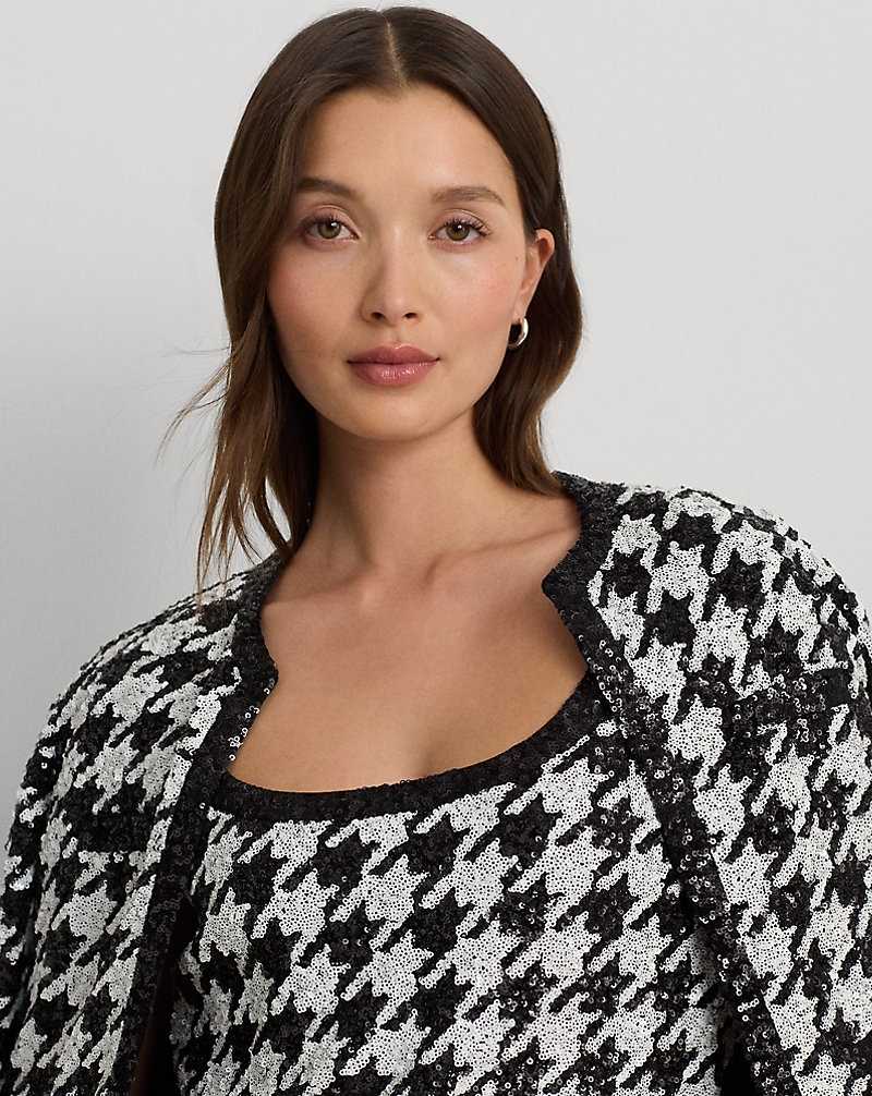 Blazers Ralph Lauren Sequined Houndstooth Cropped Mujer Cream/Black | NHDZGYQ-67 - vista 5
