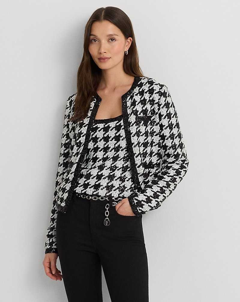 Blazers Ralph Lauren Sequined Houndstooth Cropped Mujer Cream/Black | NHDZGYQ-67 - vista 1