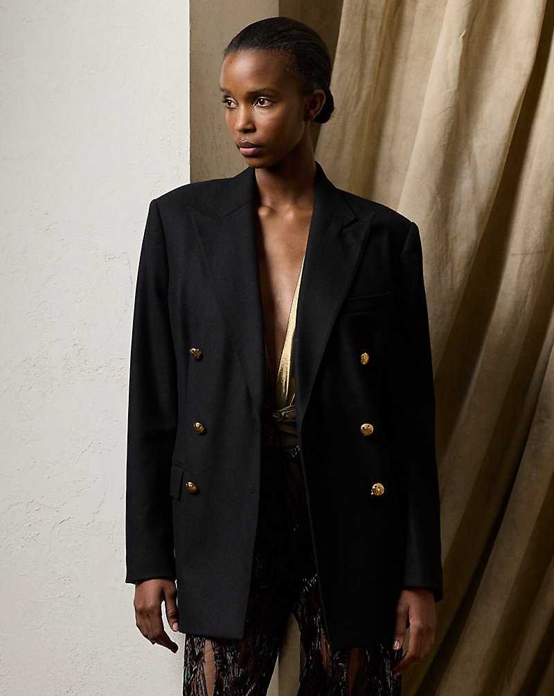 Blazers Ralph Lauren Shelden Wool Crepe Mujer Black/Light Brass | MLZRUHG-76 - vista 1