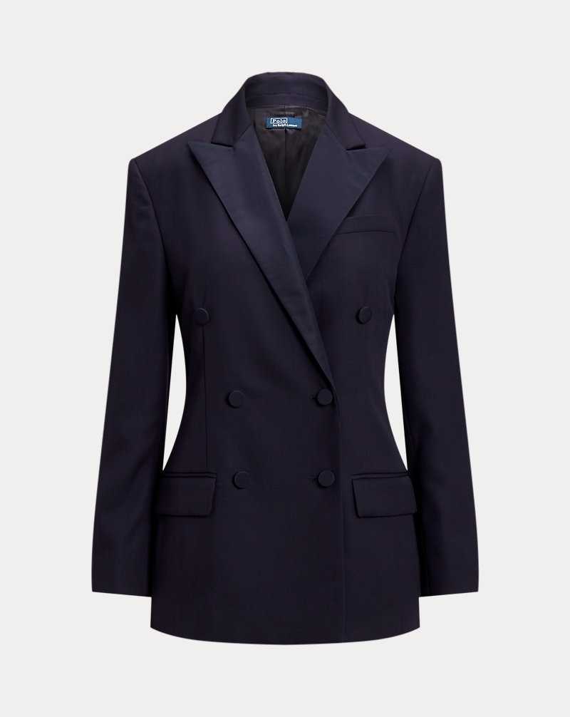Blazers Ralph Lauren Silk-Lapel Double-Breasted Wool Mujer Azul Marino | FHDPISA-03 - vista 2