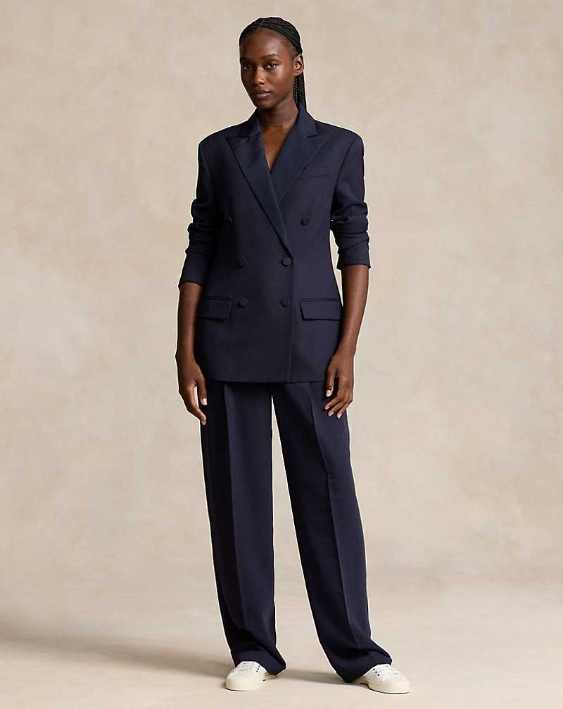 Blazers Ralph Lauren Silk-Lapel Double-Breasted Wool Mujer Azul Marino | FHDPISA-03 - vista 3