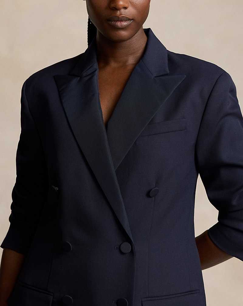 Blazers Ralph Lauren Silk-Lapel Double-Breasted Wool Mujer Azul Marino | FHDPISA-03 - vista 5