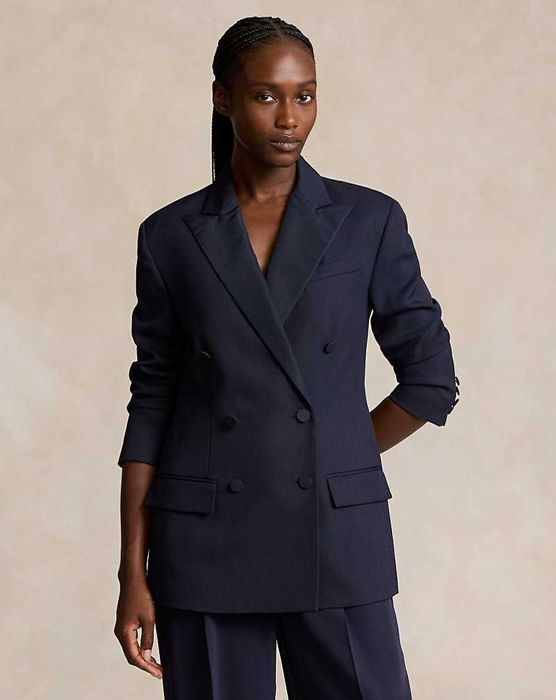 Blazers Ralph Lauren Silk-Lapel Double-Breasted Wool Mujer Azul Marino | FHDPISA-03 - vista 1