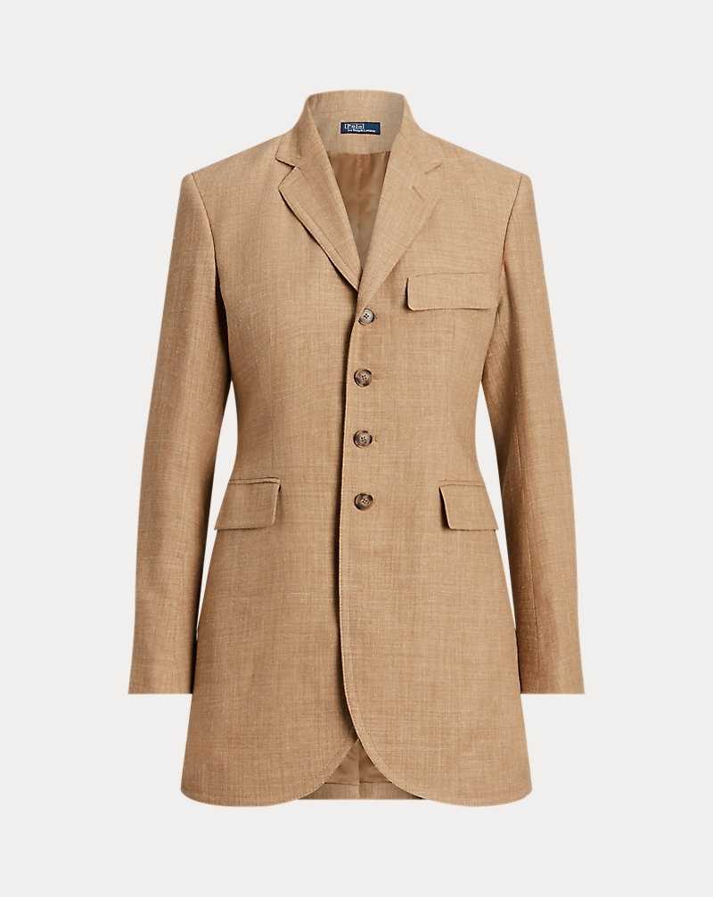 Blazers Ralph Lauren Silk-Linen Tweed-Jacket Mujer Tan Melange | BFWGQOR-41 - vista 2