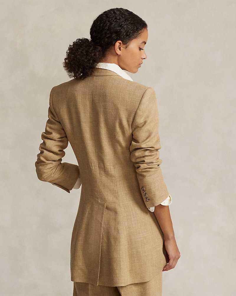 Blazers Ralph Lauren Silk-Linen Tweed-Jacket Mujer Tan Melange | BFWGQOR-41 - vista 4