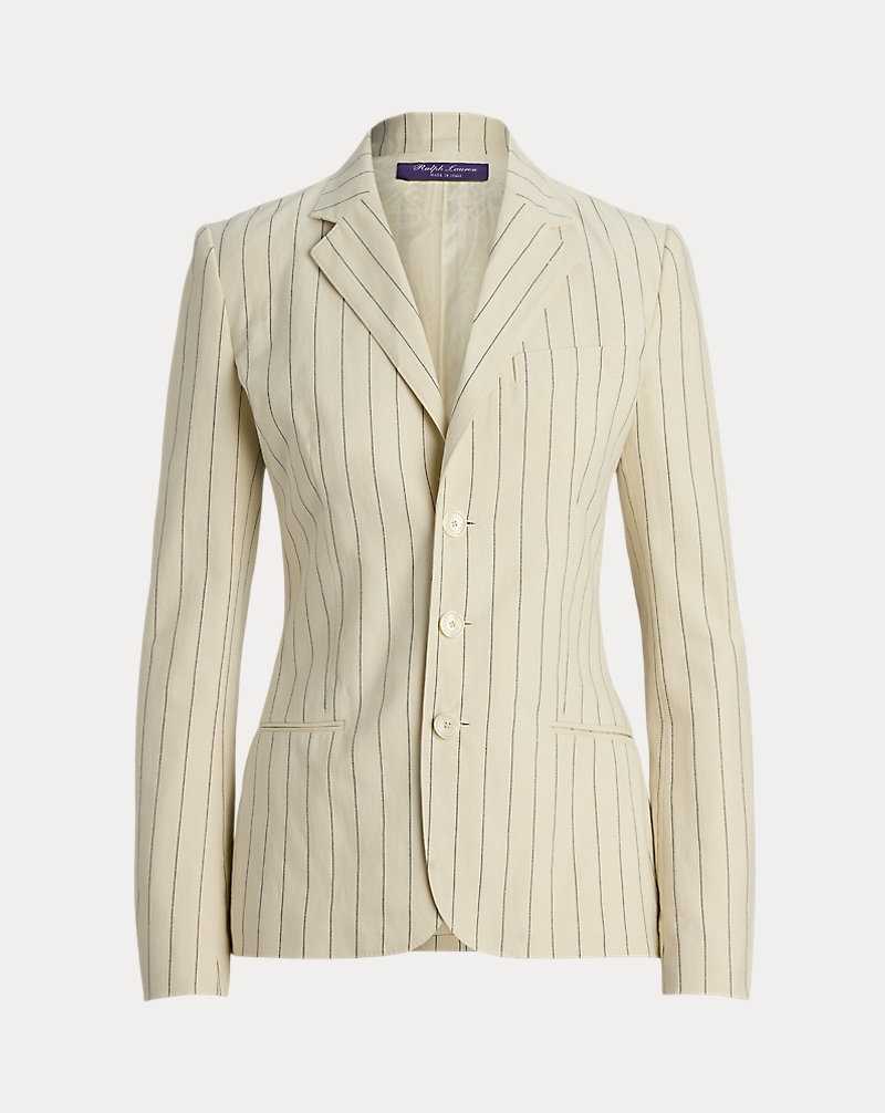 Blazers Ralph Lauren Skye Pinstripe Cotton-Linen Mujer Lux Cream/Midnight | MCRZFDO-68 - vista 2