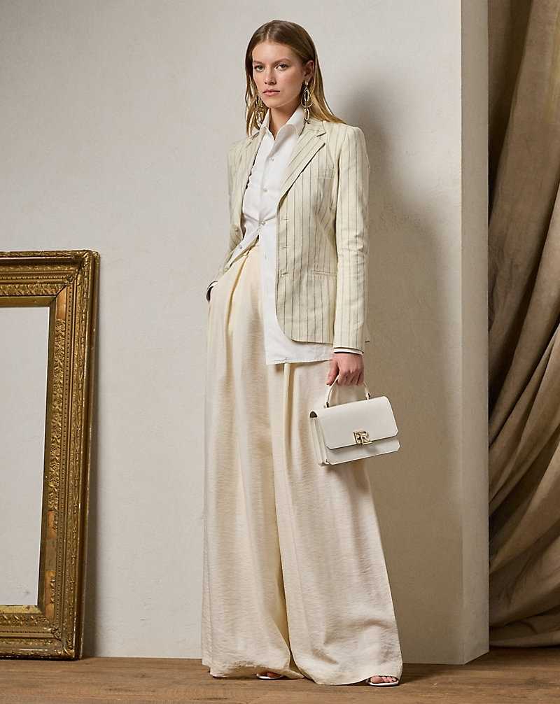 Blazers Ralph Lauren Skye Pinstripe Cotton-Linen Mujer Lux Cream/Midnight | MCRZFDO-68 - vista 3