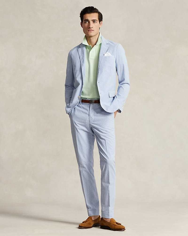 Blazers Ralph Lauren Soft Modern Seersucker Hombre Bright Blue/White | CAWOLST-07 - vista 3