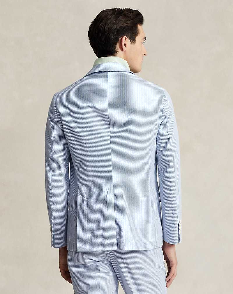 Blazers Ralph Lauren Soft Modern Seersucker Hombre Bright Blue/White | CAWOLST-07 - vista 4