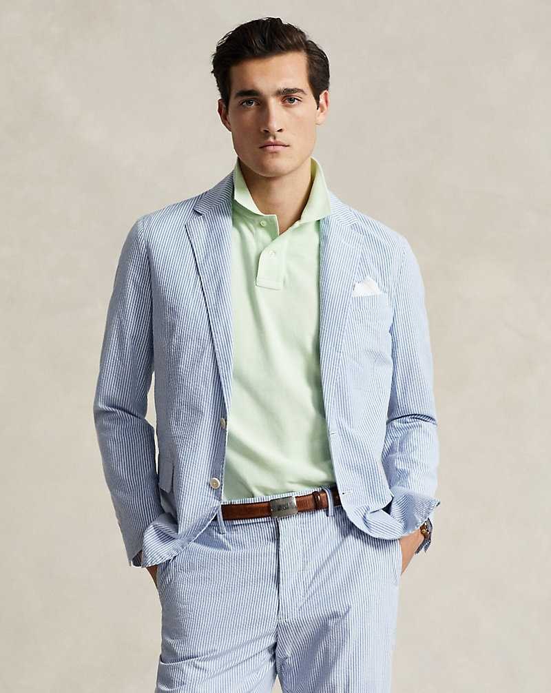 Blazers Ralph Lauren Soft Modern Seersucker Hombre Bright Blue/White | CAWOLST-07 - vista 1