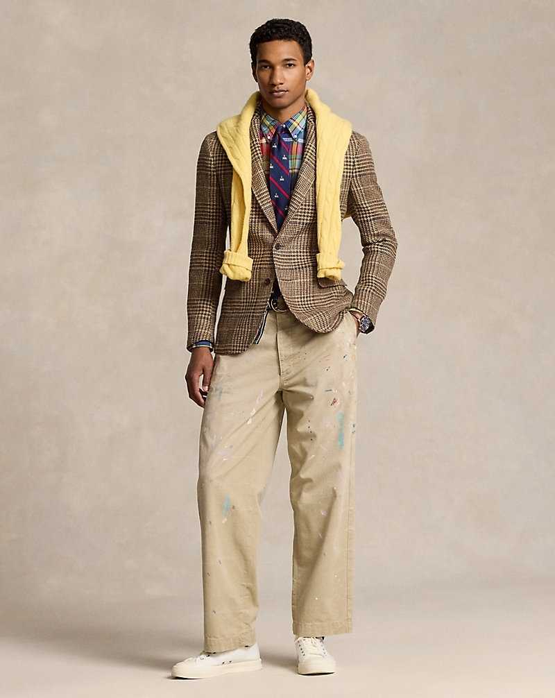 Blazers Ralph Lauren Soft Tailored Glen Plaid Sport Hombre Tan/Brwn W/Red Grn Blu De | OHARGBM-54 - vista 3