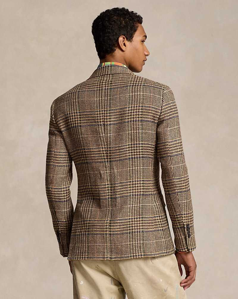 Blazers Ralph Lauren Soft Tailored Glen Plaid Sport Hombre Tan/Brwn W/Red Grn Blu De | OHARGBM-54 - vista 4