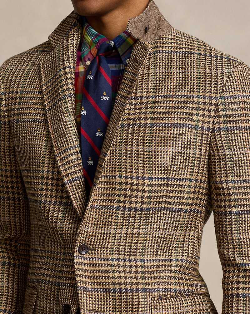 Blazers Ralph Lauren Soft Tailored Glen Plaid Sport Hombre Tan/Brwn W/Red Grn Blu De | OHARGBM-54 - vista 5