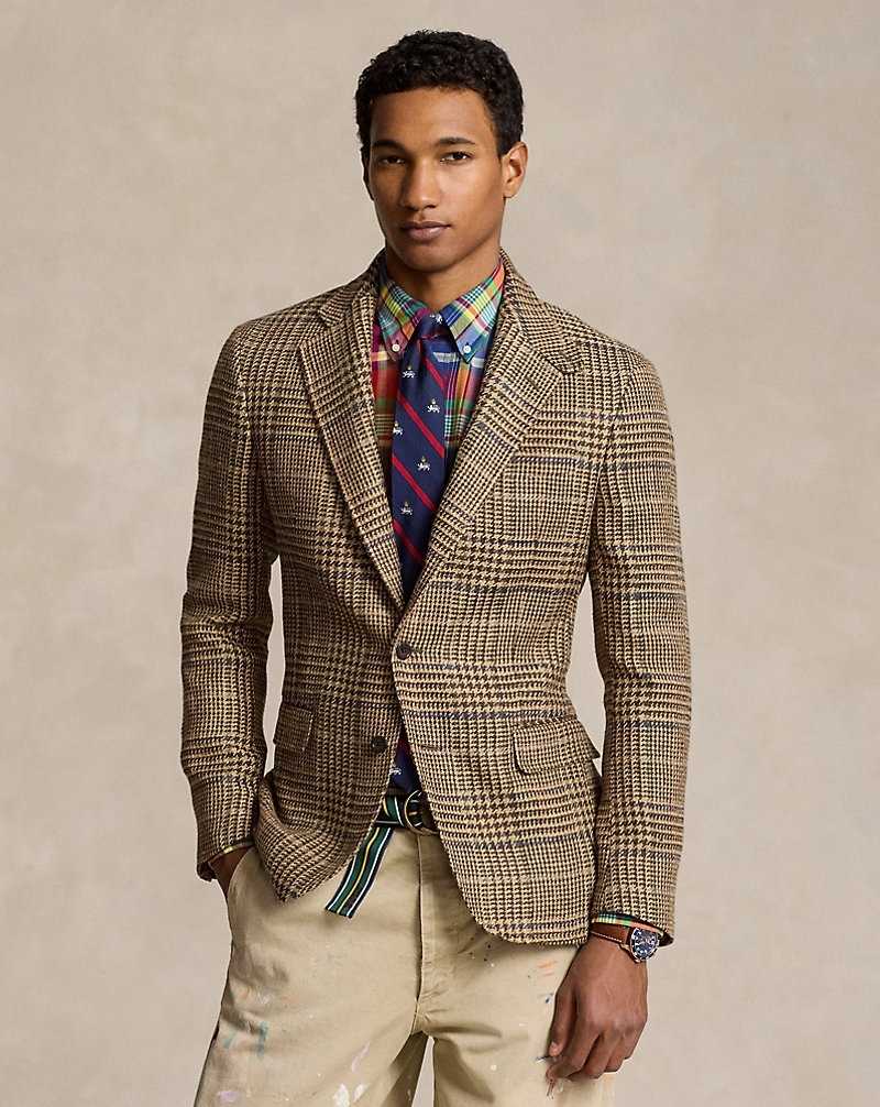 Blazers Ralph Lauren Soft Tailored Glen Plaid Sport Hombre Tan/Brwn W/Red Grn Blu De | OHARGBM-54 - vista 1