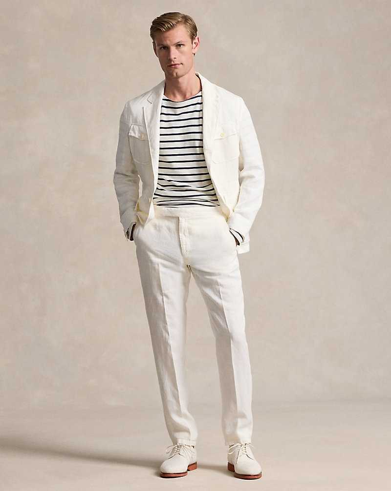 Blazers Ralph Lauren Soft Tailored Hemp Twill Hombre Creme | TUDXCIV-20 - vista 3