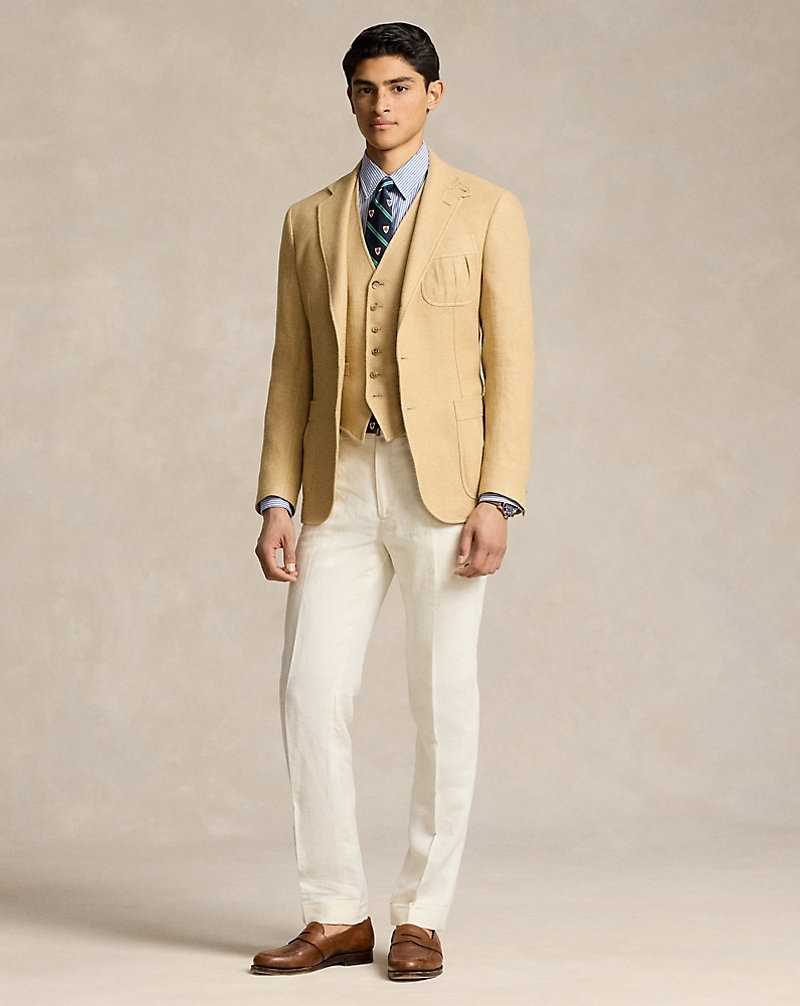 Blazers Ralph Lauren Soft Tailored Linen-Blend Hombre Tan | NQDAZMW-51 - vista 3