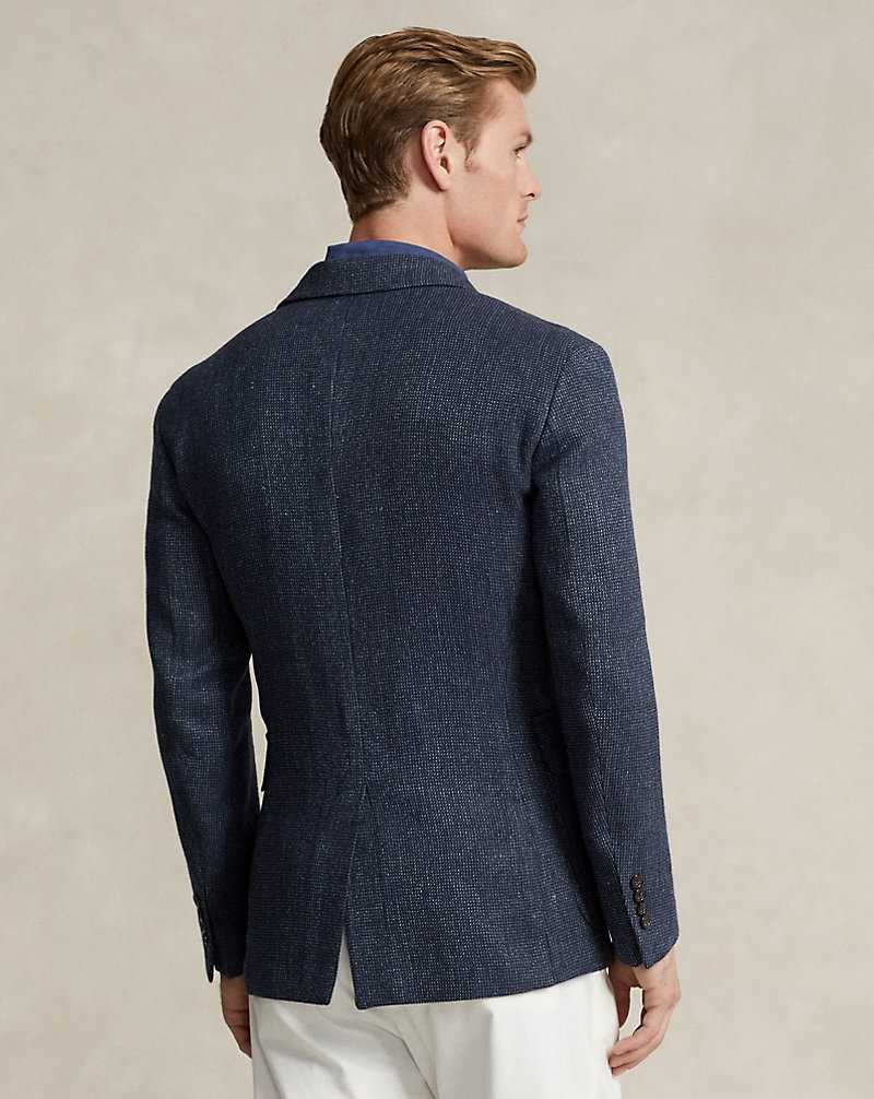 Blazers Ralph Lauren Soft Tailored Linen-Wool Sport Hombre Navy/Blue Multi | FKXQJZW-26 - vista 4