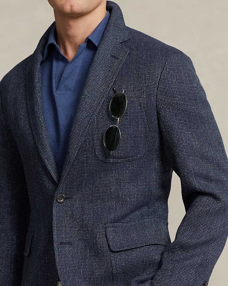 Blazers Ralph Lauren Soft Tailored Linen-Wool Sport Hombre Navy/Blue Multi | FKXQJZW-26 - vista 5