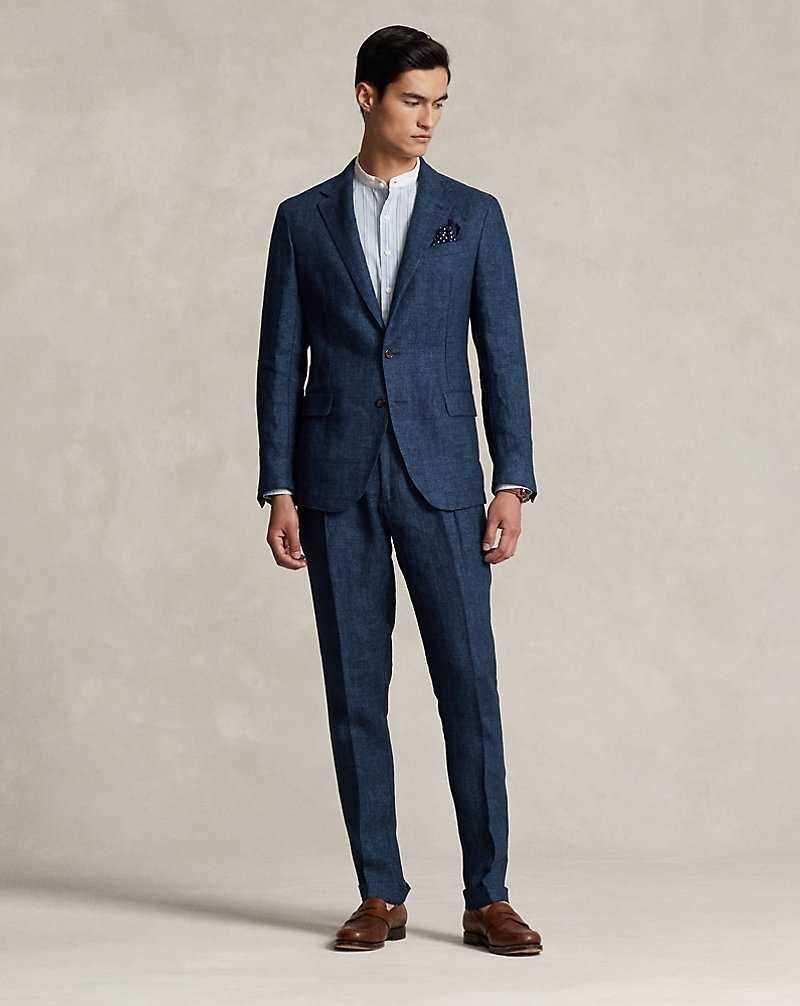 Blazers Ralph Lauren Soft Tailored Linen Hombre Azul Marino | PEFTWHV-60 - vista 3