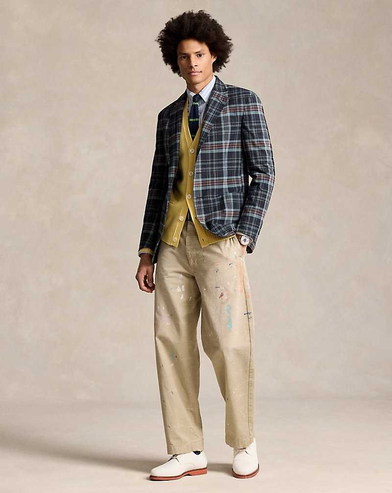 Blazers Ralph Lauren Soft Tailored Patchwork Hombre Navy/Burgundy Multi | HVGWITU-81 - vista 3