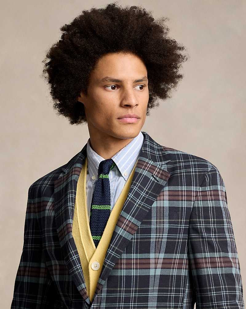 Blazers Ralph Lauren Soft Tailored Patchwork Hombre Navy/Burgundy Multi | HVGWITU-81 - vista 5