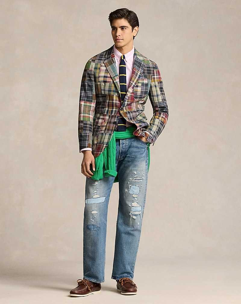 Blazers Ralph Lauren Soft Tailored Plaid Hombre Navy/Burgundy Multi | OKUYNIX-07 - vista 3