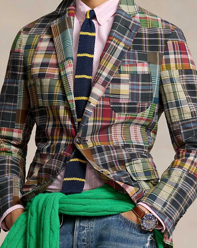 Blazers Ralph Lauren Soft Tailored Plaid Hombre Navy/Burgundy Multi | OKUYNIX-07 - vista 5
