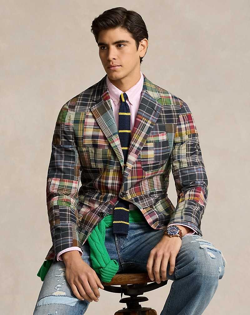 Blazers Ralph Lauren Soft Tailored Plaid Hombre Navy/Burgundy Multi | OKUYNIX-07 - vista 1