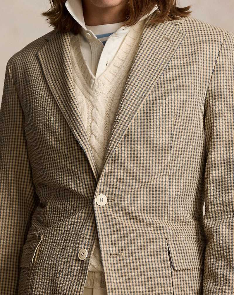 Blazers Ralph Lauren Soft Tailored Seersucker Hombre Azules | EFQRGKW-81 - vista 5