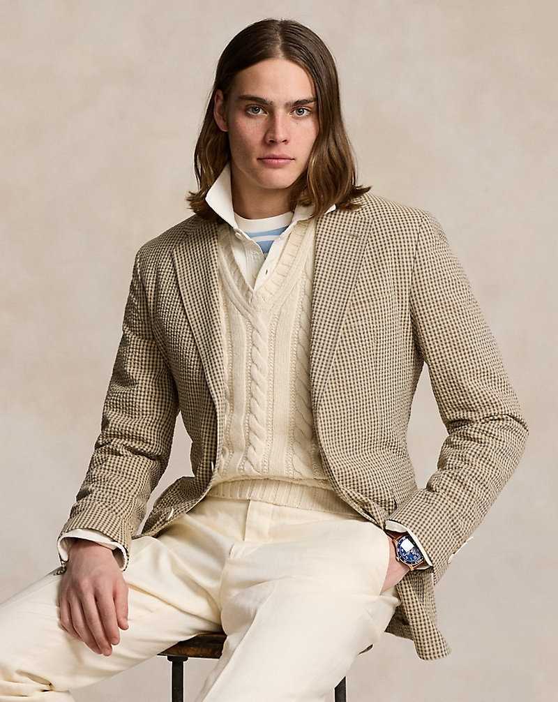 Blazers Ralph Lauren Soft Tailored Seersucker Hombre Azules | EFQRGKW-81 - vista 1