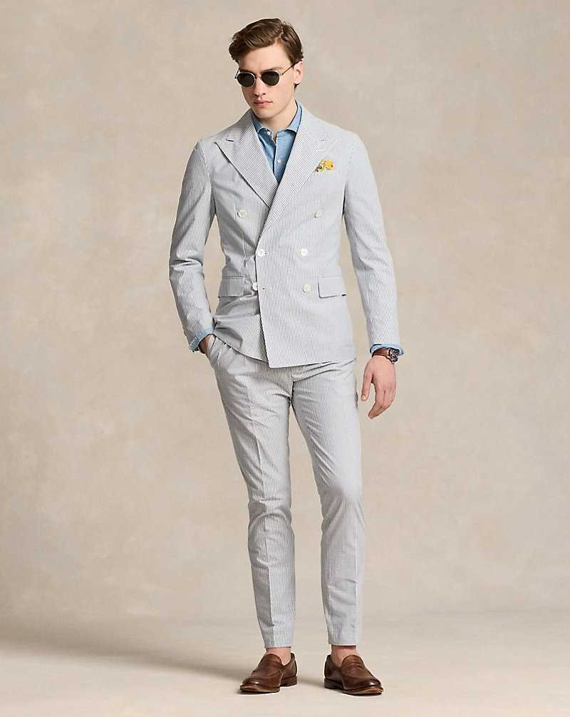 Blazers Ralph Lauren Soft Tailored Seersucker Hombre Vintage Blue/Vintage Crea | ZLDSCIO-82 - vista 3