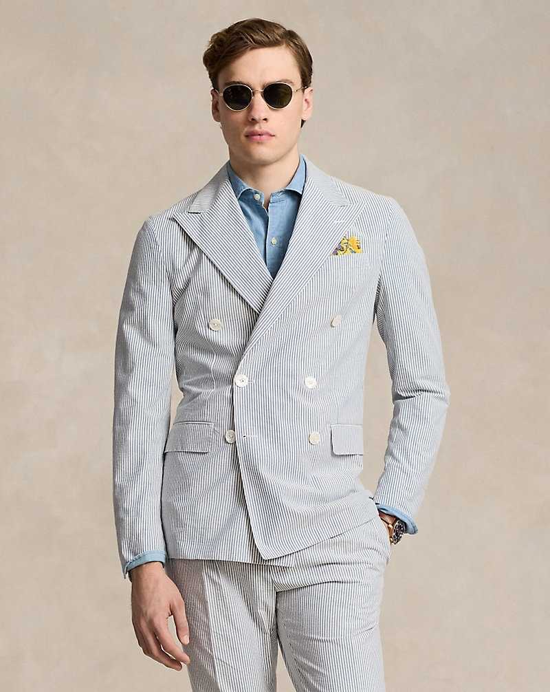 Blazers Ralph Lauren Soft Tailored Seersucker Hombre Vintage Blue/Vintage Crea | ZLDSCIO-82 - vista 1