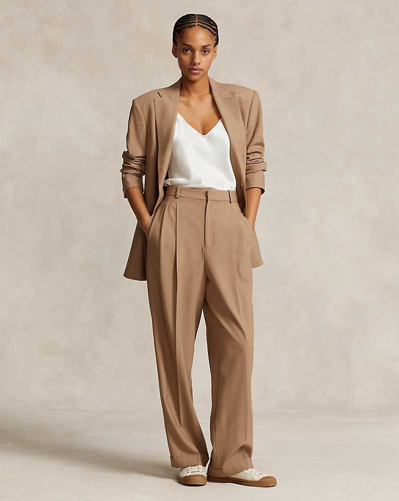 Blazers Ralph Lauren Stretch Wool-Blend Mujer Camel | NELBUQV-14 - vista 3