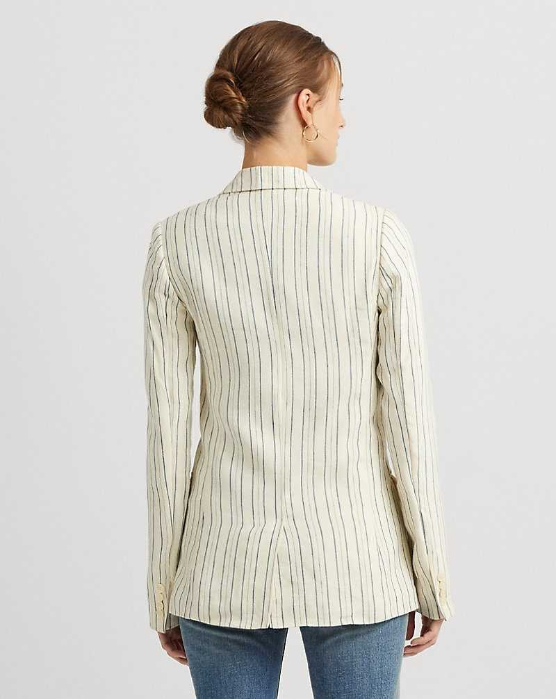 Blazers Ralph Lauren Striped Cotton-Blend Mujer Cream/Blue | ASTZVEL-75 - vista 4