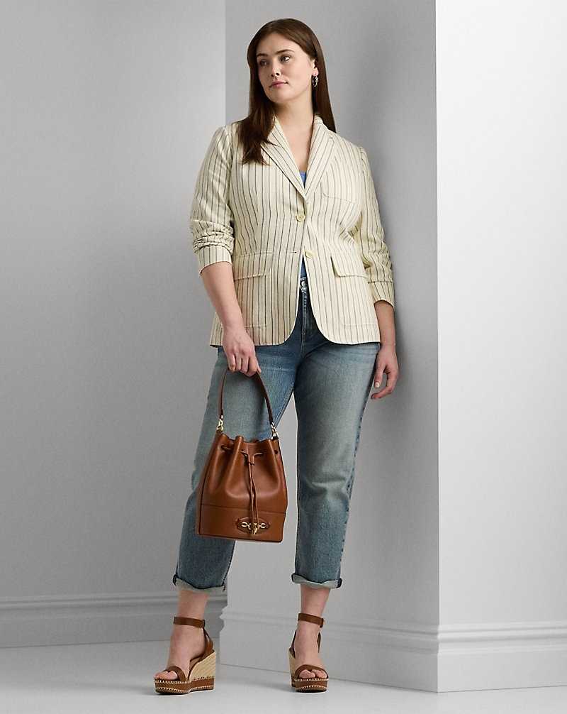 Blazers Ralph Lauren Striped Cotton-Blend Mujer Cream/Blue | NGHRPZO-03 - vista 3