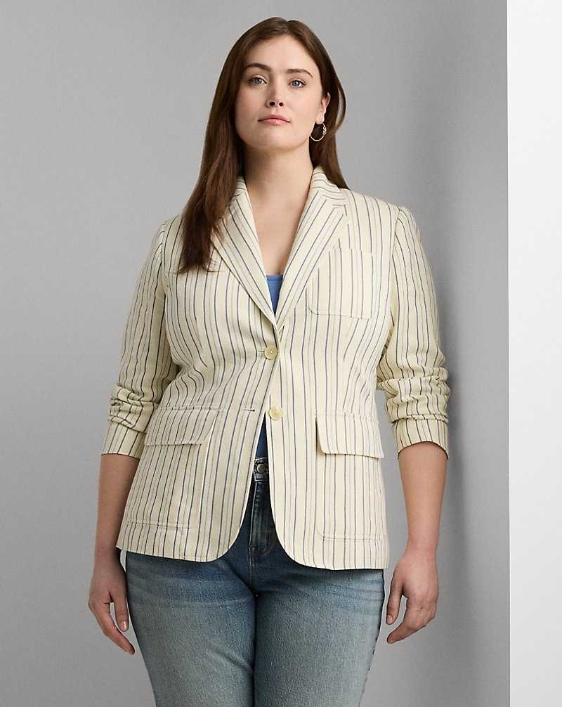 Blazers Ralph Lauren Striped Cotton-Blend Mujer Cream/Blue | NGHRPZO-03 - vista 1
