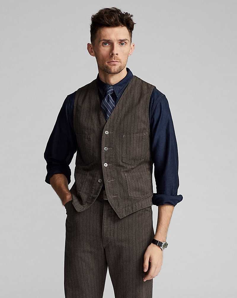 Blazers Ralph Lauren Striped Jaspe Twill Waistcoat Hombre Black/White | SRAXCFH-62 - vista 2