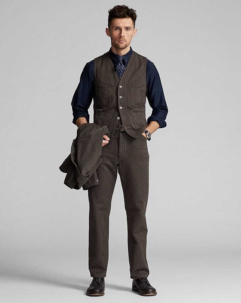 Blazers Ralph Lauren Striped Jaspe Twill Waistcoat Hombre Black/White | SRAXCFH-62 - vista 3