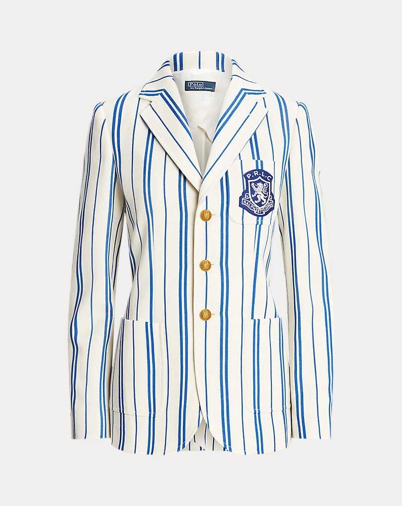Blazers Ralph Lauren Striped Wool-Cotton Mujer Azules Rayas | EVXJZCQ-83 - vista 2