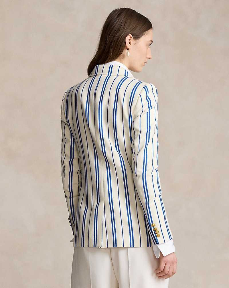 Blazers Ralph Lauren Striped Wool-Cotton Mujer Azules Rayas | EVXJZCQ-83 - vista 4