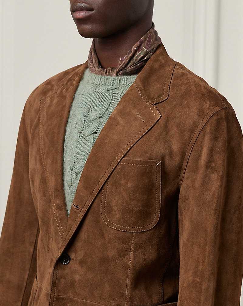 Blazers Ralph Lauren Suede Hombre Marrom | SDXWNCP-46 - vista 5