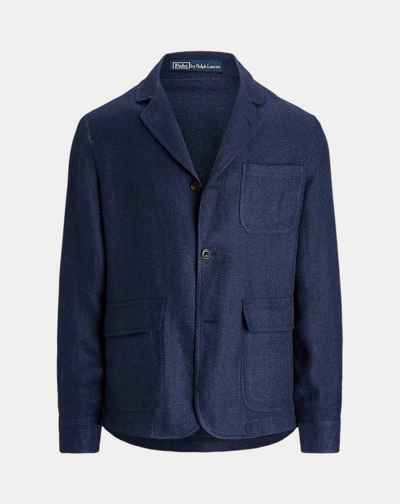 Blazers Ralph Lauren Tailored Linen-Silk Herringbone Hombre Azul Marino | TSKRIZY-65 - vista 2