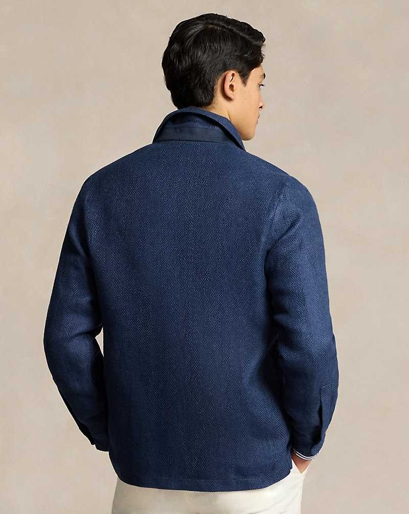 Blazers Ralph Lauren Tailored Linen-Silk Herringbone Hombre Azul Marino | TSKRIZY-65 - vista 4