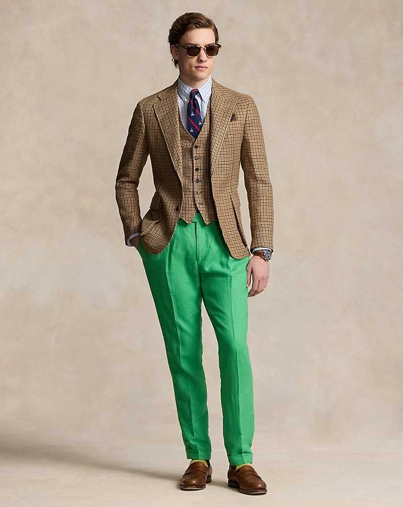 Blazers Ralph Lauren The RL67 Checked Linen-Silk Hombre Tan/Brown Multi | SONVAHG-61 - vista 3